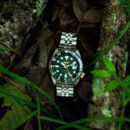 Seiko 5 Sports Forest Green Sunrise Limited Edition Green Dial Silver Steel Strap Watch for Men - SSK050K1